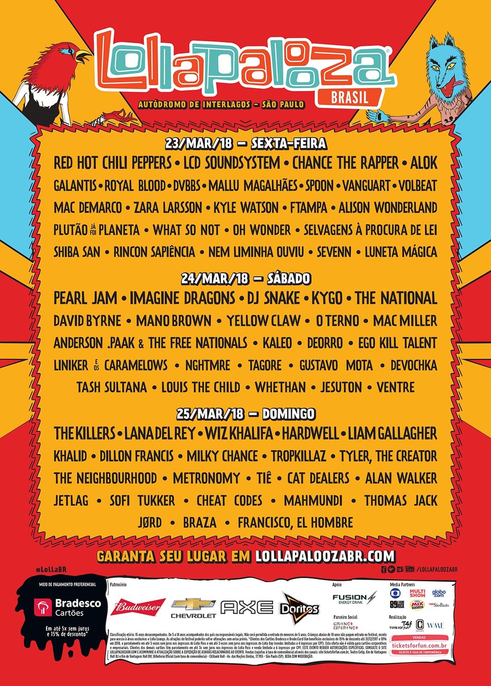 Lollapalooza 2018: festival divulga lista de atrações por dia – Jornal ...